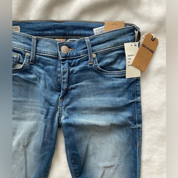 True Religion Blue Skinny Jeans with Contrast Stitching - Picture 3 of 7